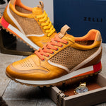 Zelli Matteo Calfskin / Perforated Suede Sneakers Mustard (65-224-MUS)