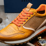 Zelli Matteo Calfskin / Perforated Suede Sneakers Mustard (65-224-MUS)