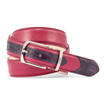 Mauri 0100/35 Alligator & Karung Belt Charcoal Grey / Ruby Red