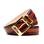 Mauri 0100/35 Alligator Belt Cognac/ Dirty Gold