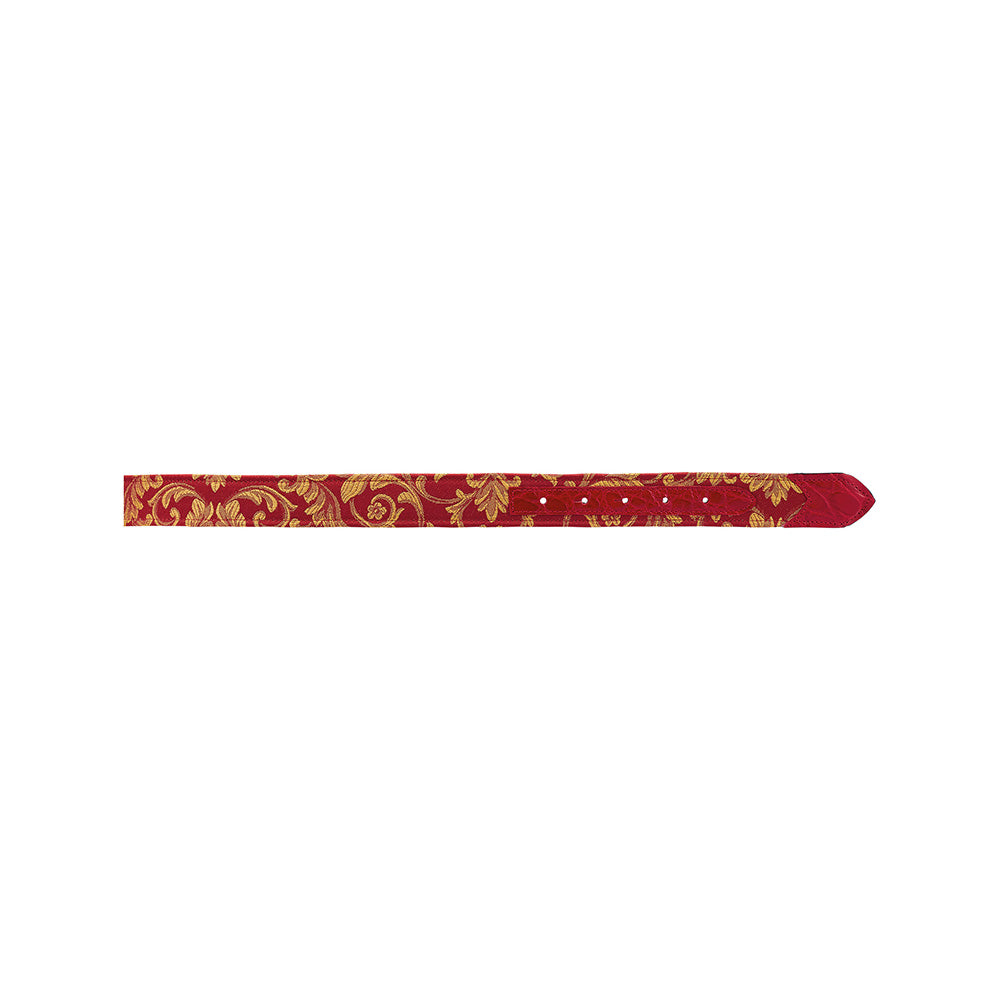Mauri 0100/35 Alligator / Gobelins Fabric Belt Red