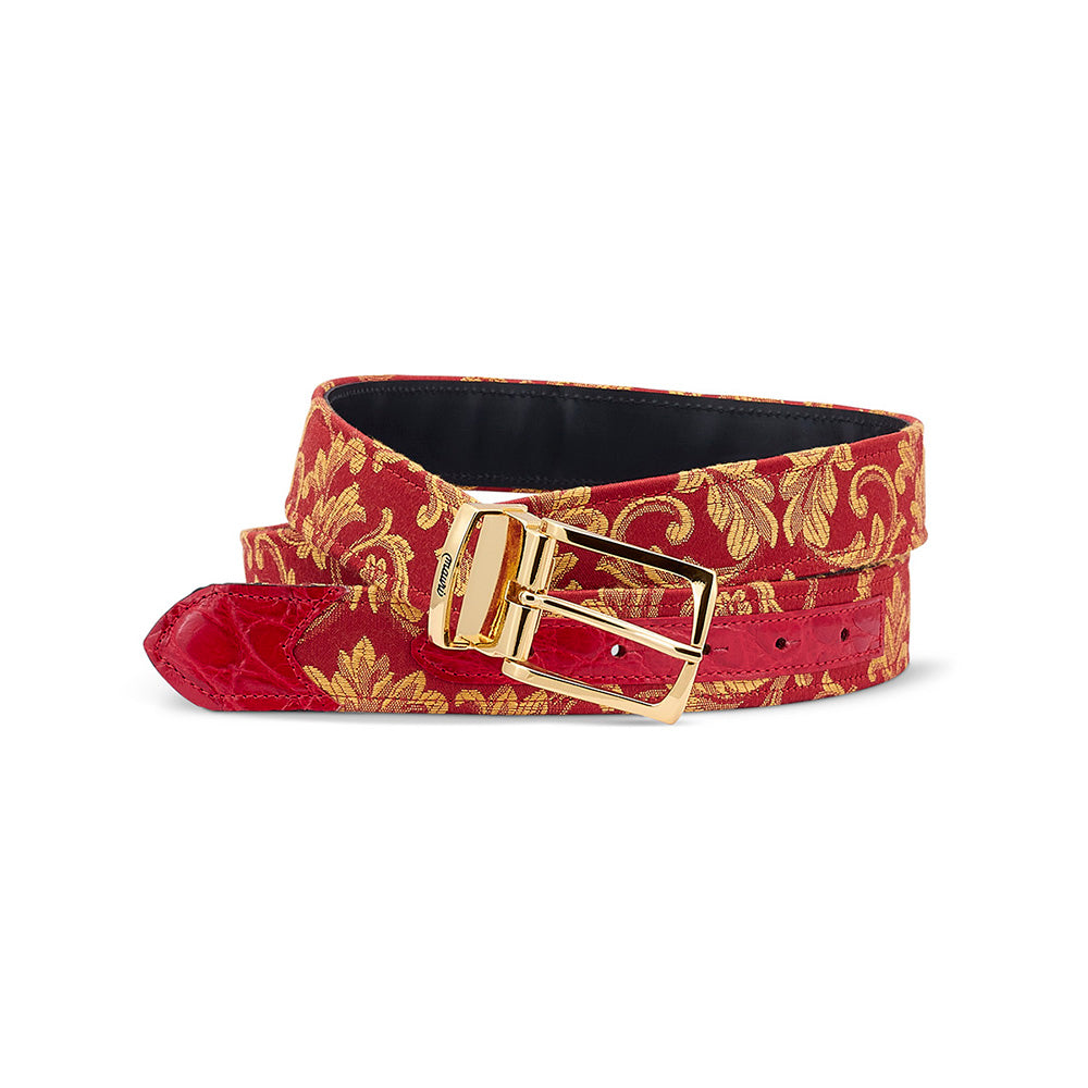 Mauri 0100/35 Alligator / Gobelins Fabric Belt Red