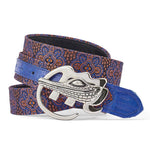 Mauri 0100/35 Baby Croc & Matahari Fabric Belt Black / Blue / Orange