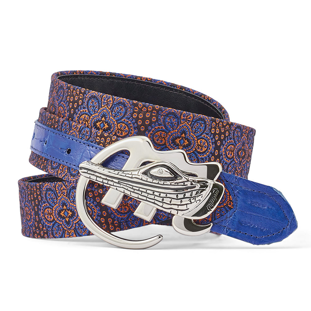 Mauri 0100/35 Baby Croc & Matahari Fabric Belt Black / Blue / Orange