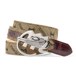 Mauri Baby Croc & Fabric Belt Rust/Taupe