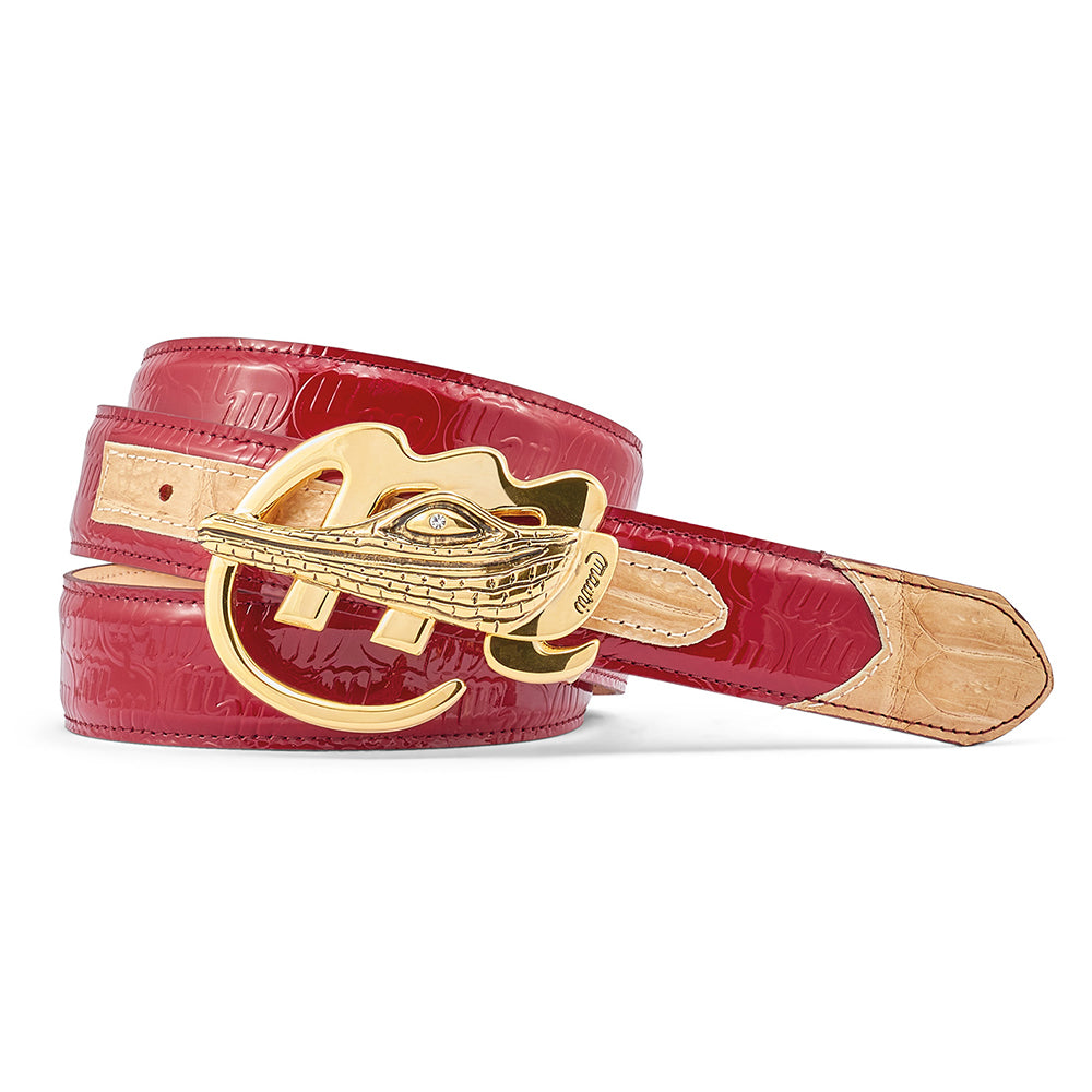 Mauri 0100/35 Baby Croc & Patent Embossed Belt Raspberry / Champagne