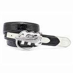 Mauri 0100 35 Baby Crocodile / Patent Embossed Belt Black / White