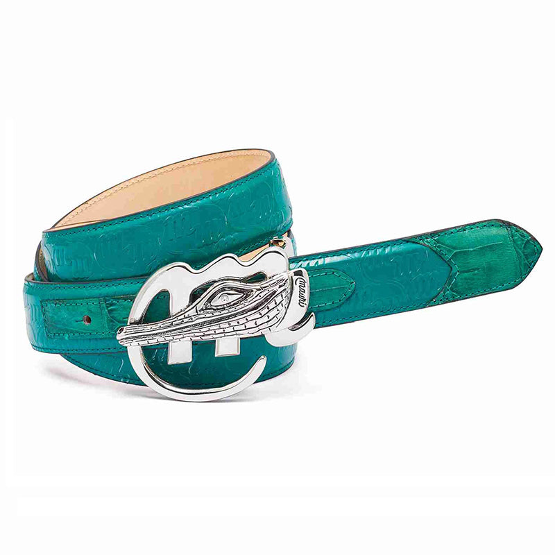 Mauri 0100 35 Baby Crocodile / Patent Embossed Belt Leaf Green