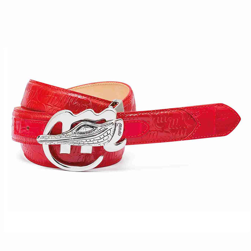 Mauri 0100 35 Baby Crocodile / Patent Embossed Belt Red