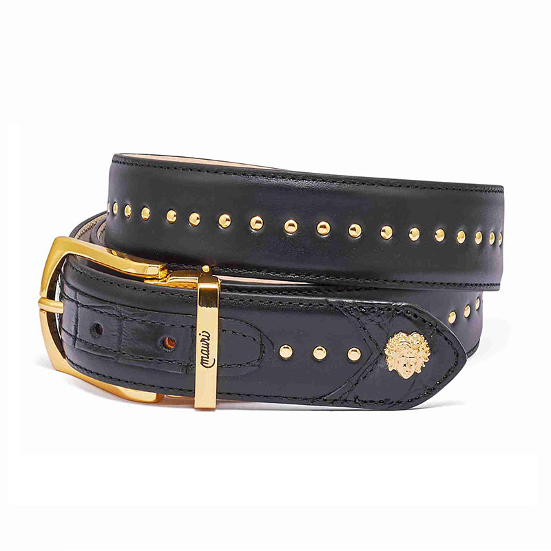 Mauri 0100 35 Body Alligator / Calfskin Belt Black