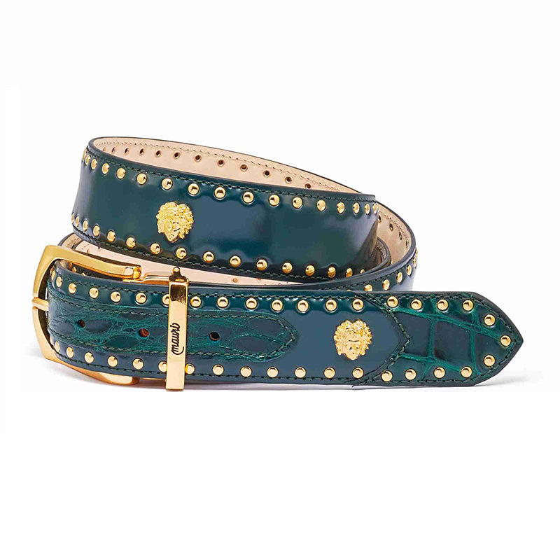 Mauri 0100 35 Body Alligator / Calfskin Belt Hunter Green
