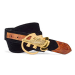 Mauri 0100/35 Croc & Velvet Belt Mustard / Black