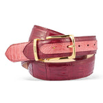 Mauri 0100/35 Ostrich Leg & Baby Croc Belt Fucsia / Ruby Red