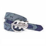 Mauri 0100 35 Ostrich Leg / Hornback Crown / Fabric Belt Blue