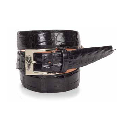 Mauri 100-35 Baby Crocodile & Hornback Belt Black