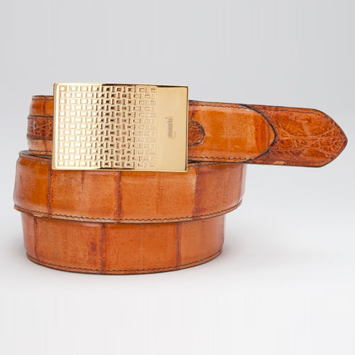 Mauri 100-35 Crocodile & Eel Belt Cognac