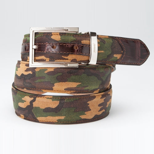 Mauri 100-35 Suede Camouflage & Crocodile Belt