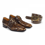 Mauri 1002 Alligator Monk Strap Shoes Burnished Brown (Special Order)