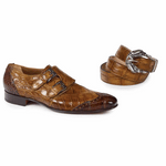 Mauri 1010 S Masolino Alliigator Monk Strap Shoes Sport Rust / Brandy