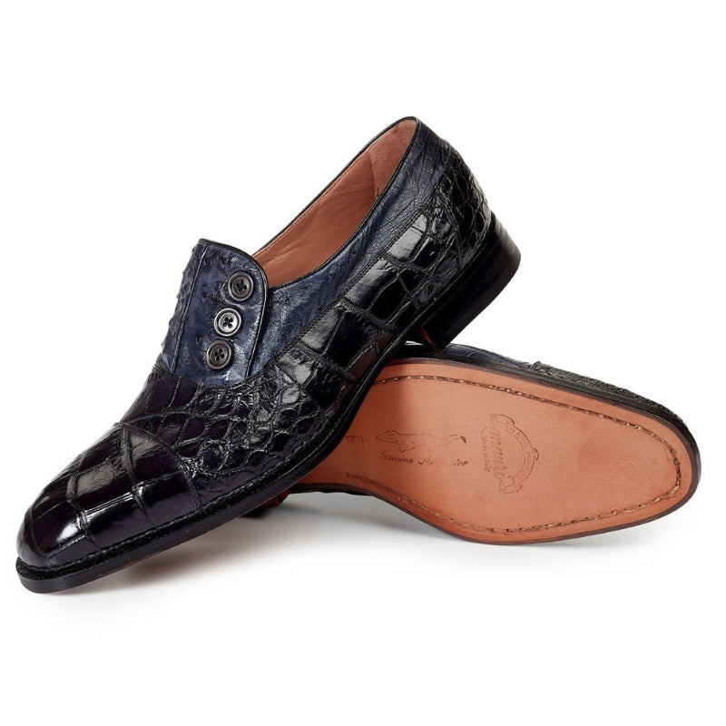 Mauri 1036 Insigna Cap Toe Alligator Loafers Black / Charcoal Gray
