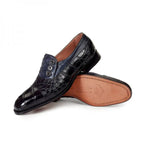 Mauri 1036 Insignia Alligator & Ostrich Loafers Black / Charcoal Gray