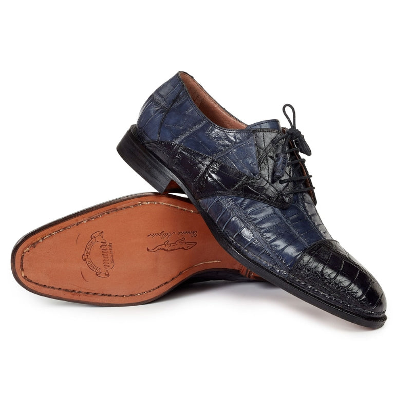 Mauri 1052 Pantheon Alligator Derby Shoes Black / Charcoal Gray