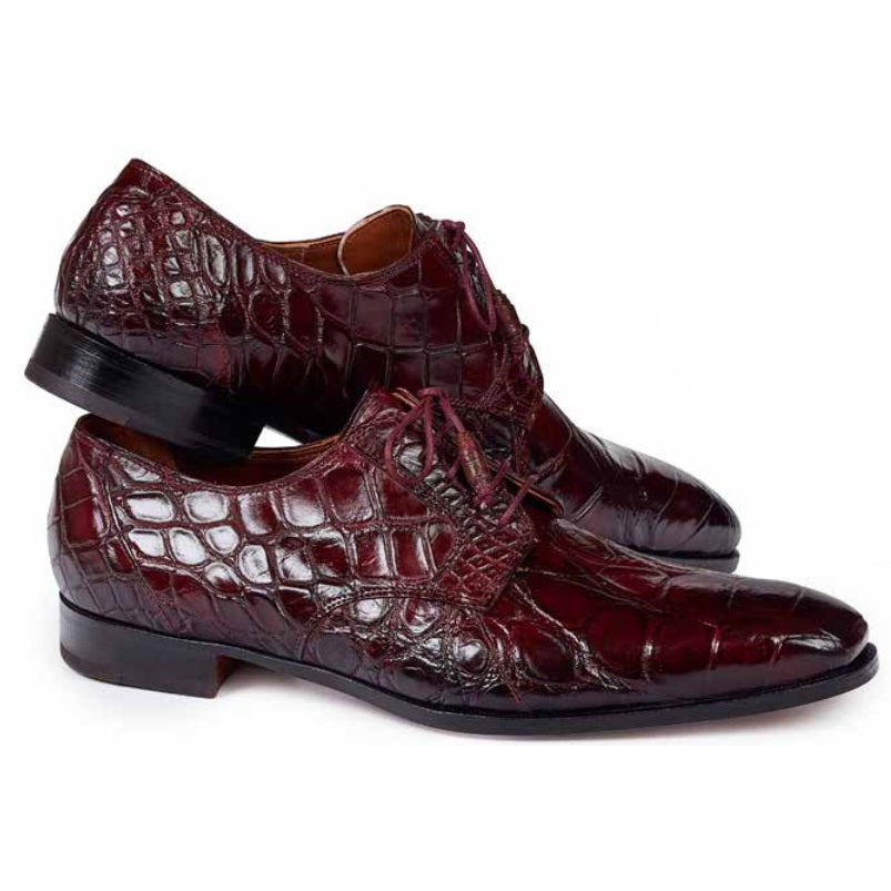 Mauri 1059 Palladio Alligator Derby Shoes Ruby Red