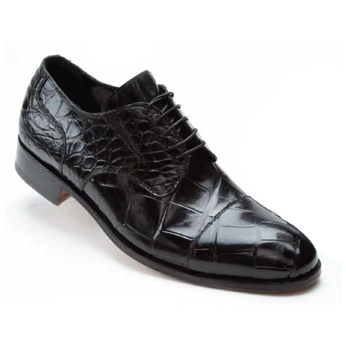 Mauri 1072 Sforza Alligator Cap Toe Shoes Black