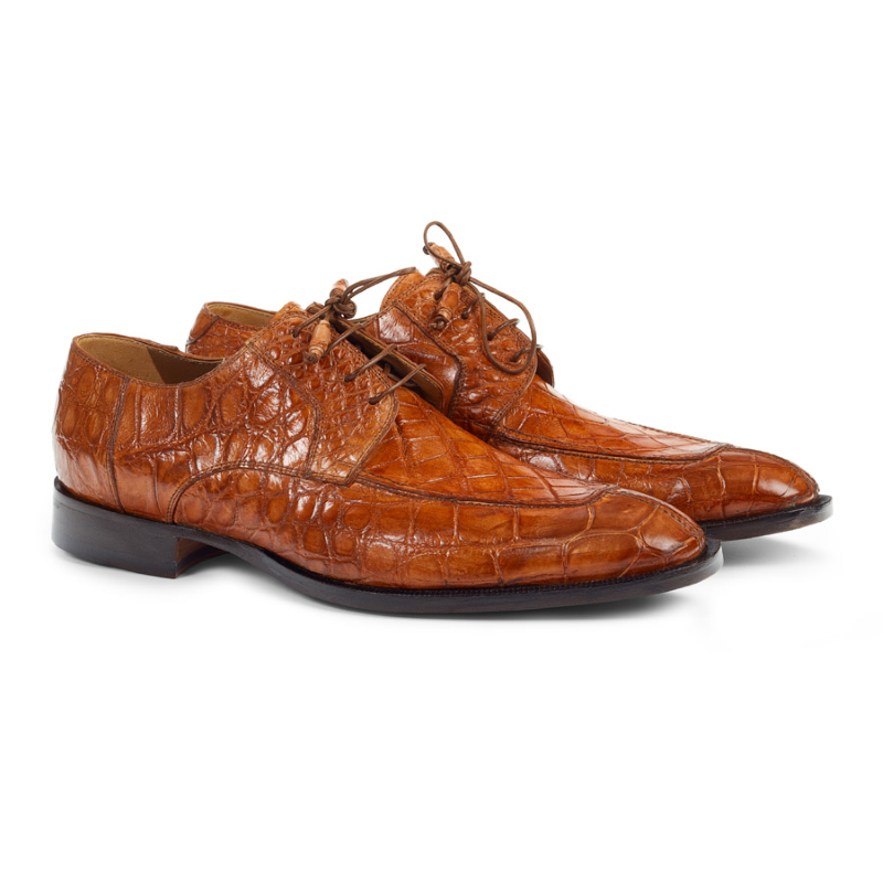 Mauri 1081 Alligator Apron Toe Shoes Cognac