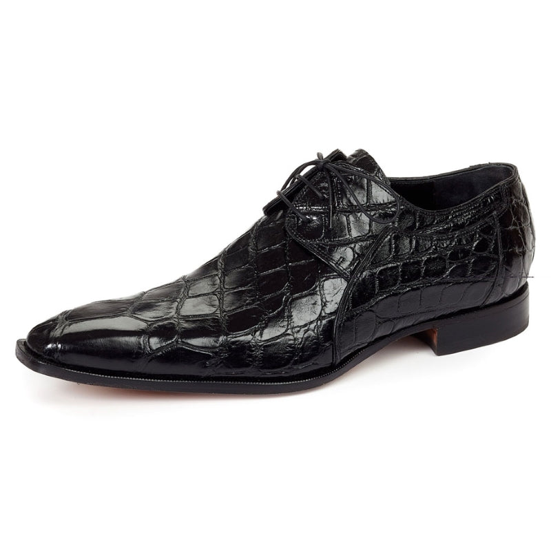 Mauri 1085 Sipario Alligator Derby Shoes Black