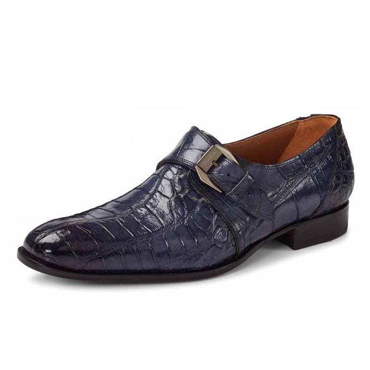Mauri 1090 Manzoni Alligator Monk Strap Shoes Charcoal Gray