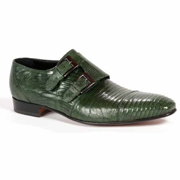 Mauri 1152-2 Lizard Double Monk Strap Shoes Forest Green