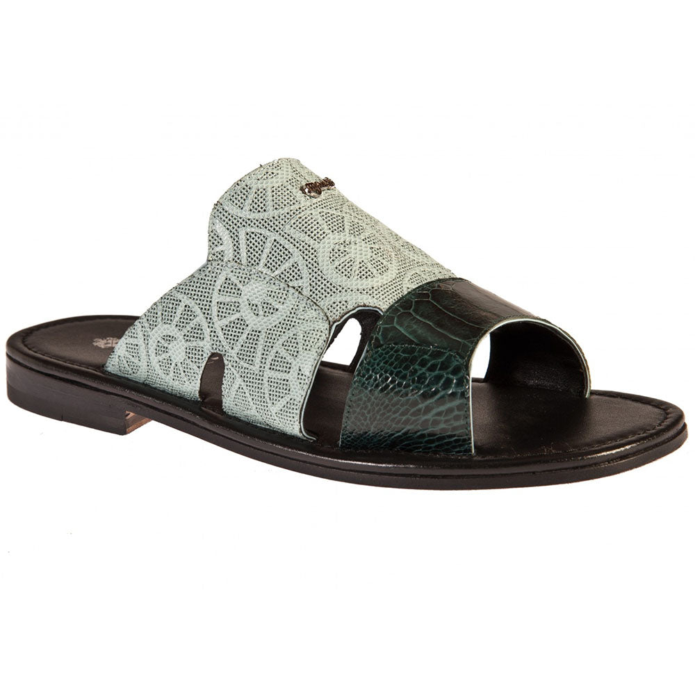 Mauri 1214/2 Ostrich Leg / Karung Embossed Sandals Petrol