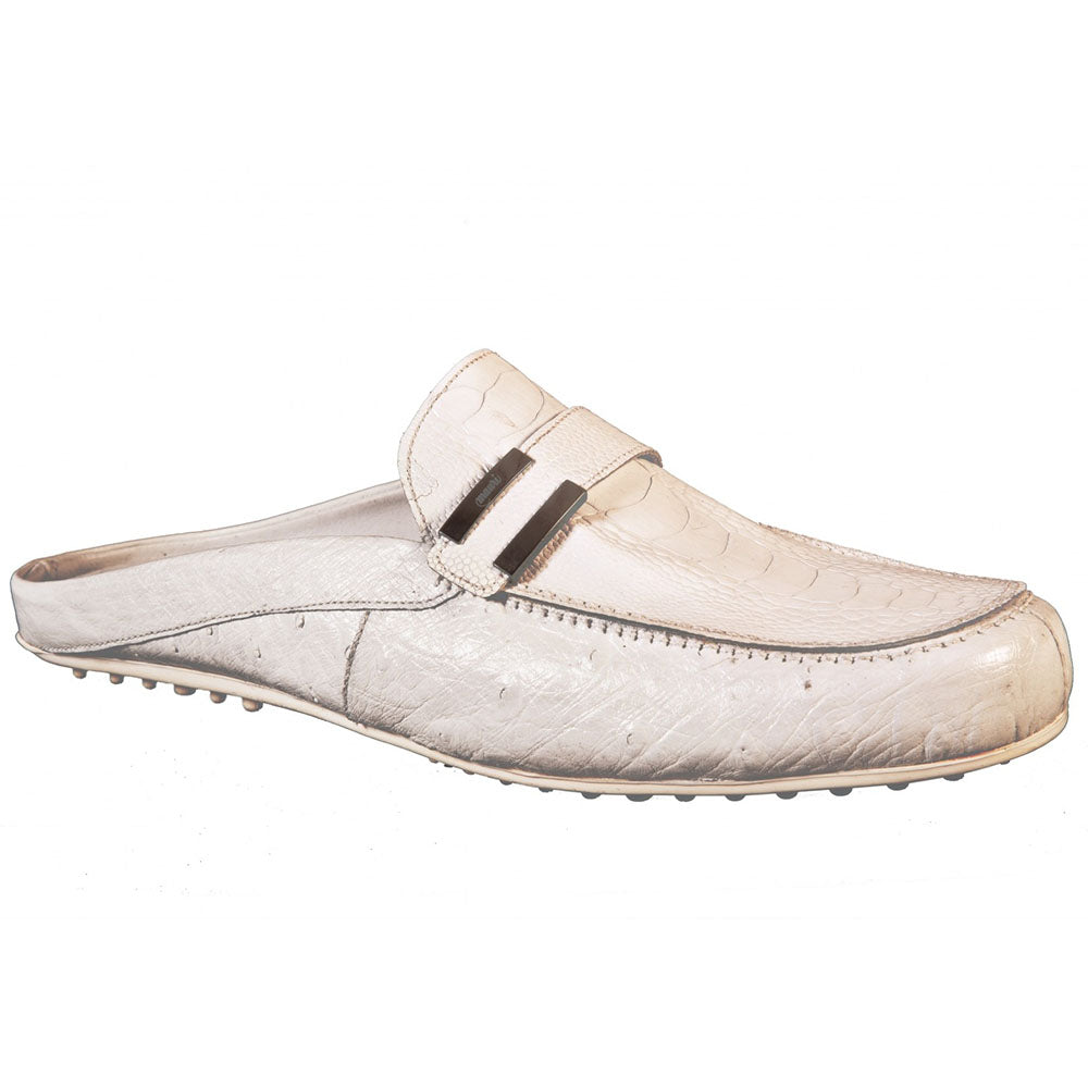 Mauri 13012 Ostrich / Ostrich Leg Mules White