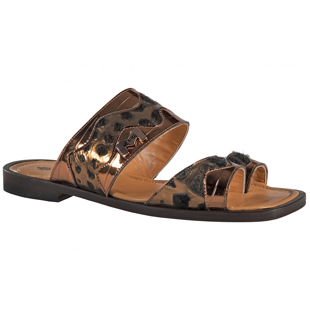 Mauri 1388/1 Patent Mirror / Pony Sandals Brown / Gold