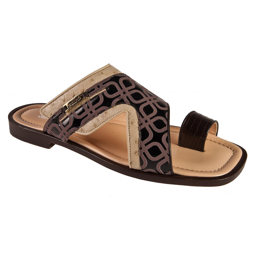 Mauri 1467/1 Tejus / Fabric Limbo/ Ostrich Sandals Testa Di Moro / Taupe