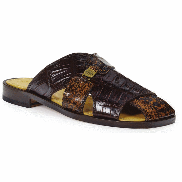 Mauri 1615 Barabino Shark & Crocodile Sandals Brown & Gold Rust