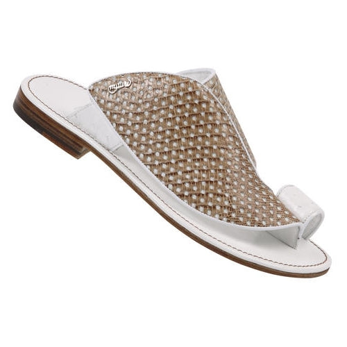 Mauri 1624 Otranto Lizard & Ostrich Sandals Taupe/White