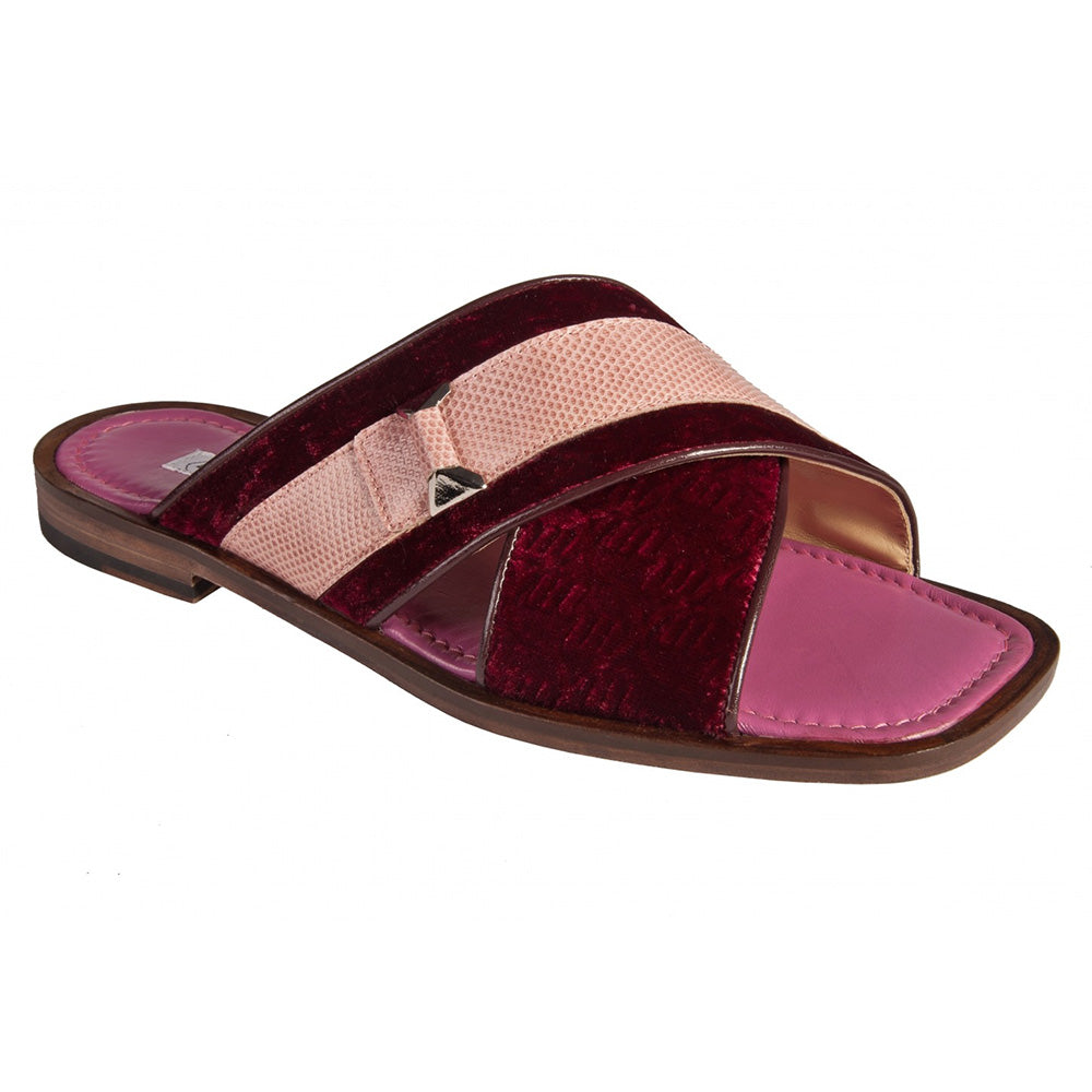 Mauri 1889 Velvet Embossed / Karung Sandals M Bordo / Pink