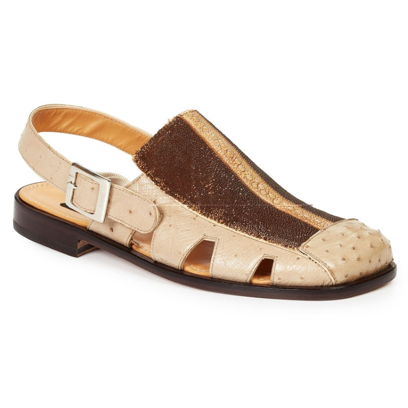 Mauri 1972 Laguna Ostrich & Stingray Sandals Brown / Beige