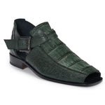 Mauri 3035 Olona Crocodile & Ostrich Sandals Hunter Green