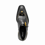 Mauri 3051 Body Alligator / Calf Wingtip Monk Strap Black