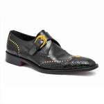 Mauri 3051 Body Alligator / Calf Wingtip Monk Strap Black