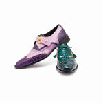 Mauri 3051 Body Alligator / Calf Wingtip Monk Strap Purple / Amethist