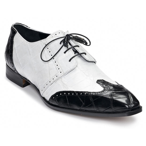 Mauri 3053 Sangro Alligator Wingtip Spectator Shoes Black / White