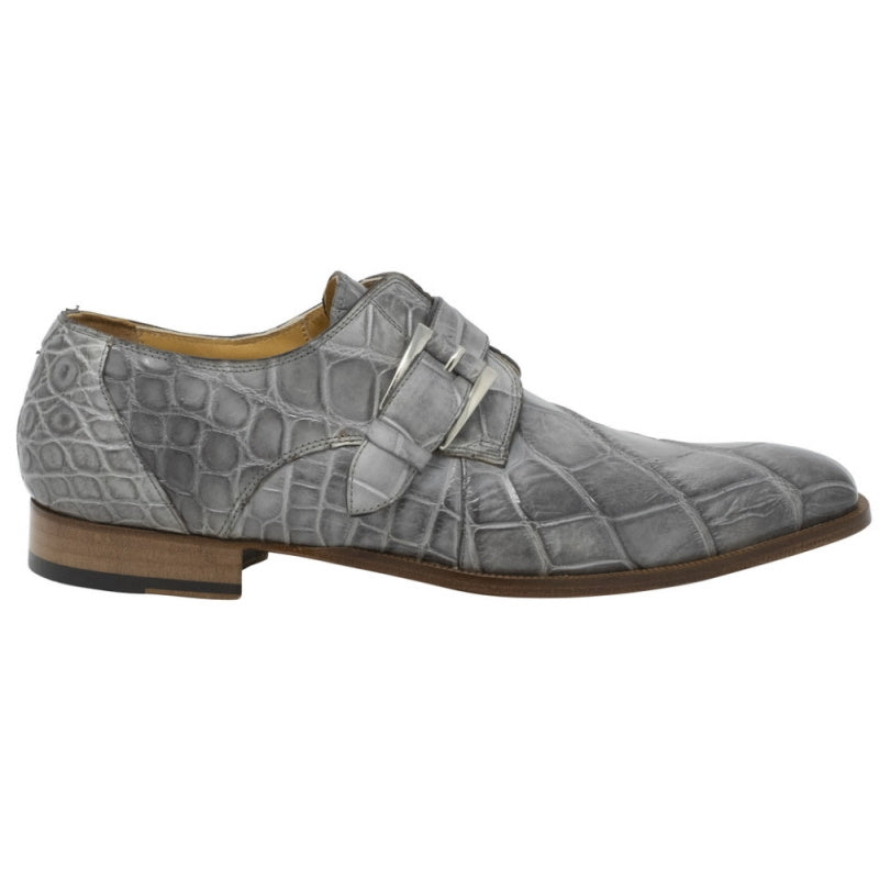 Mauri 3054 High Speed Alligator Monk Strap Shoes Gray