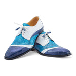 Mauri 3064 Swag Alligator / Ostrich Leg Shoes Caribbean Blue / White / Azure