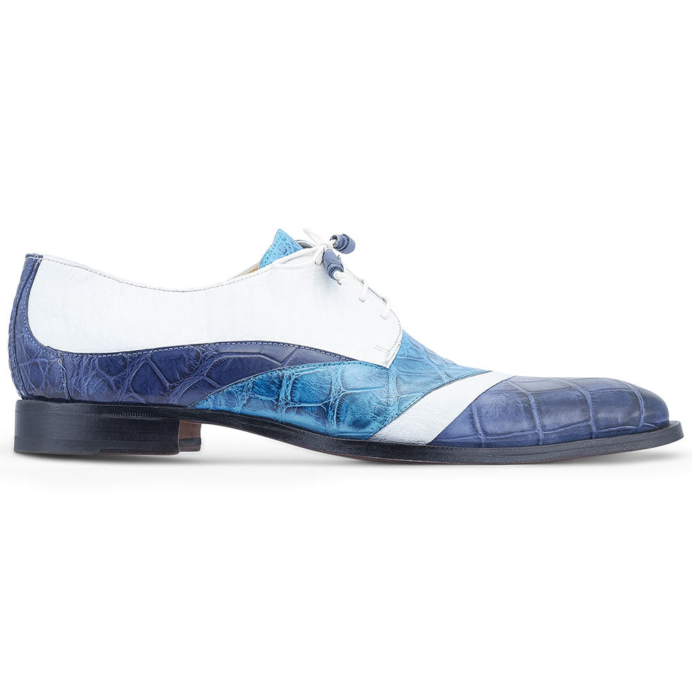 Mauri 3064 Swag Alligator / Ostrich Leg Shoes Caribbean Blue / White / Azure