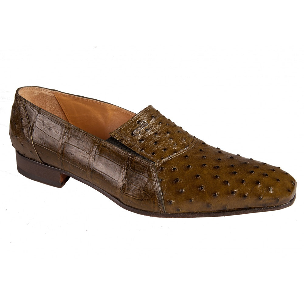 Mauri 3088 Ostrich / Baby Croc Loafers Oliva