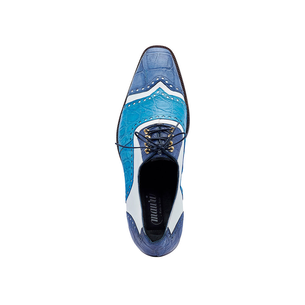 Mauri 3093 Lucky Body Alligator & Calfskin Shoes Caribbean Blue / White / Azur